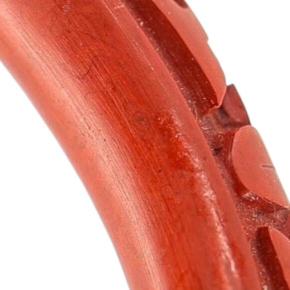 Hand Carved Red Cinnabar Lacquer Bangle Bracelet Floral & Scroll Chinese Export - Picture 11 of 11